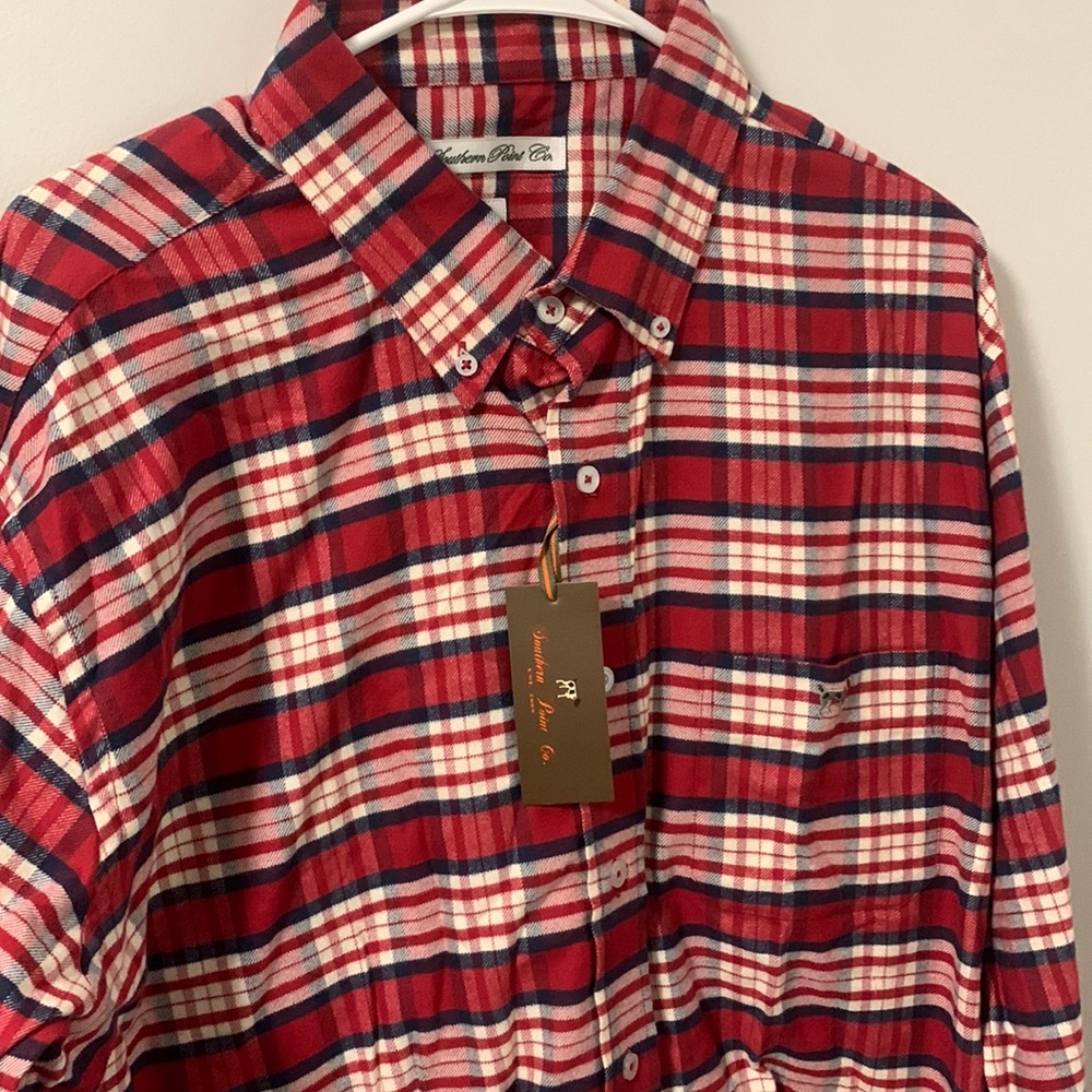 NWT XL Southern Point Co. L/S Red/White/Blue Dress Shirt